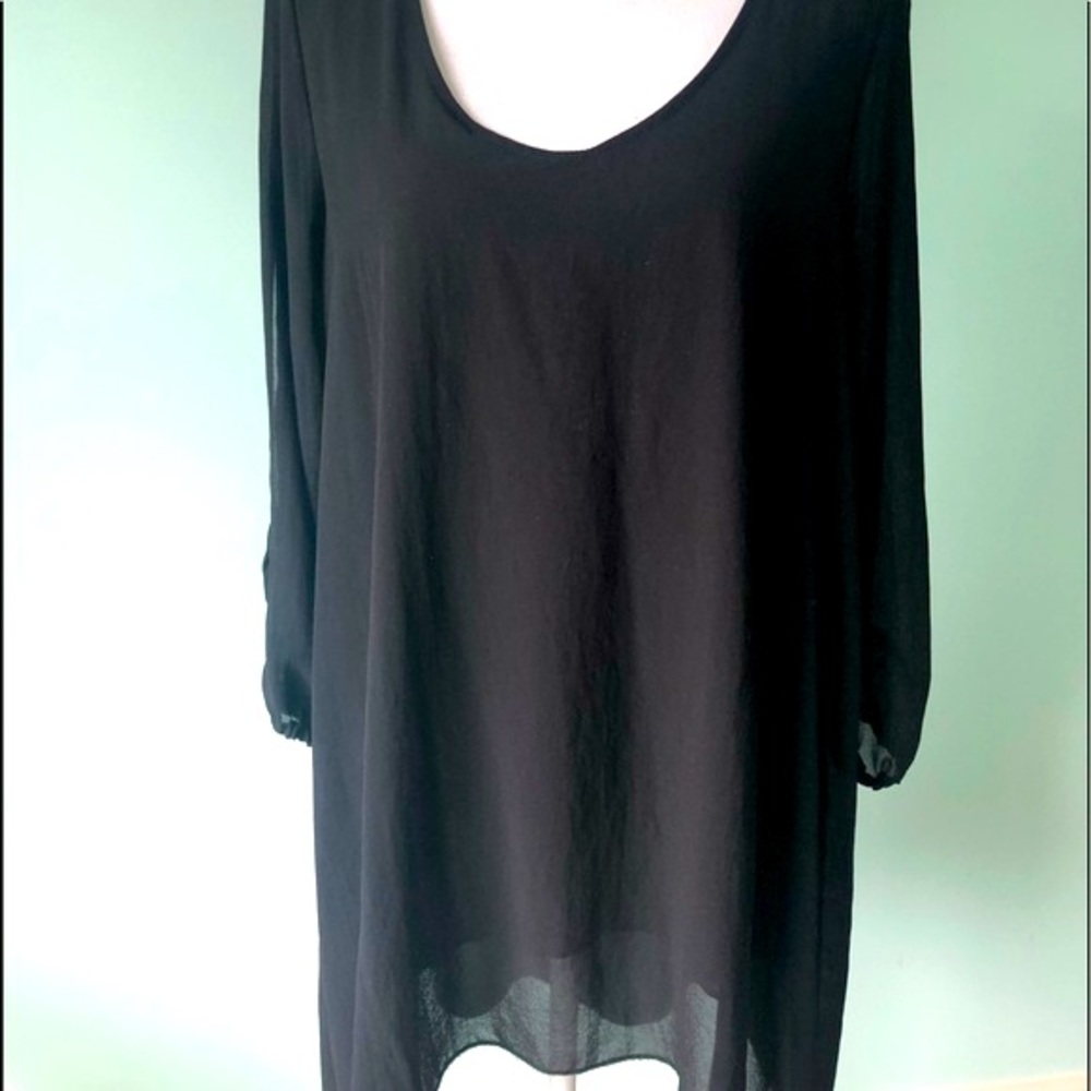 Ailaduo Black dress with shear sleeves